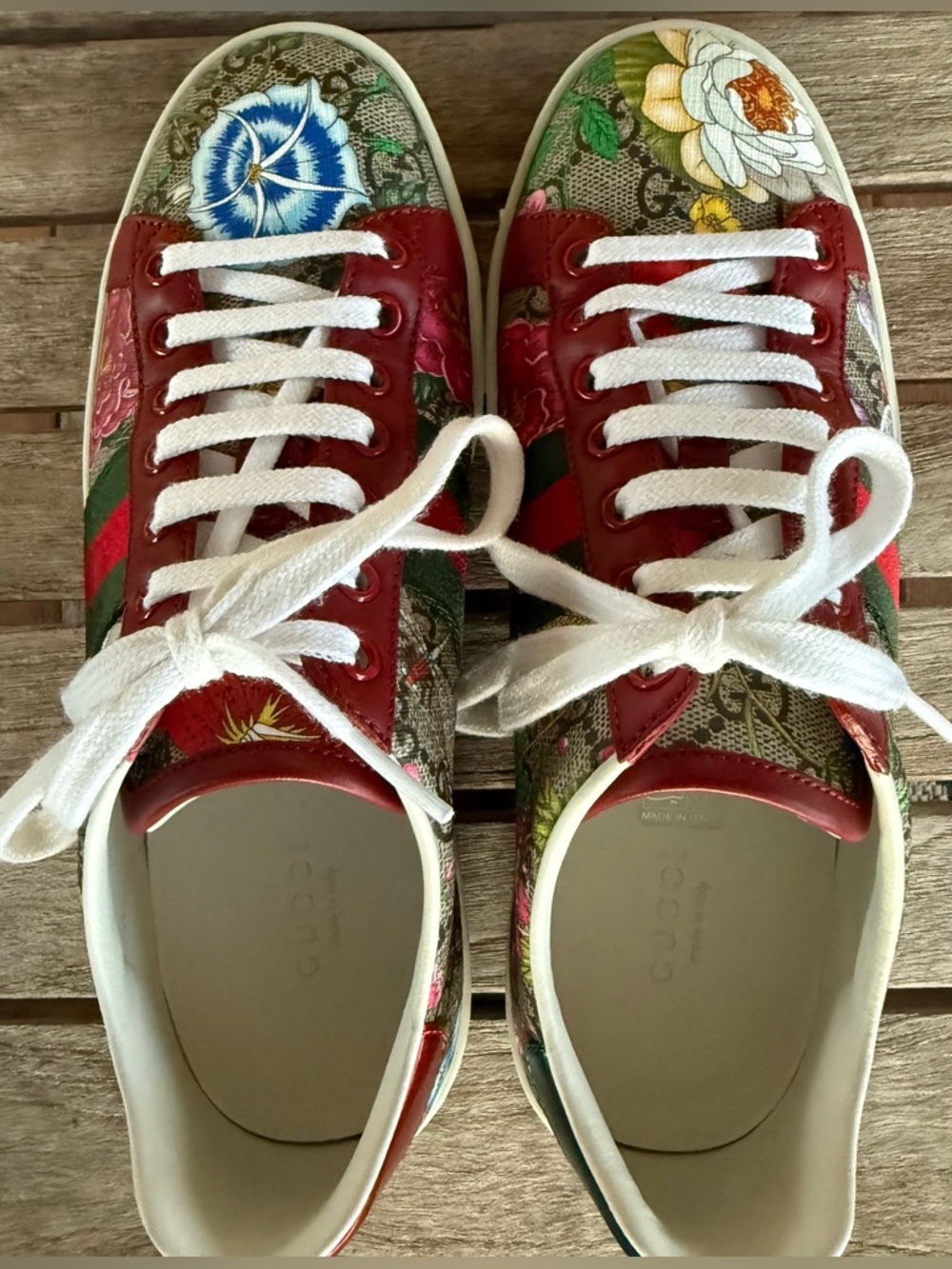 Gucci Ace Blooms GG Supreme Floral Sneakers 36.5 6.5 Full set w/box - Picture 7 of 16